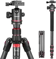 [NEEWER] 68"/172cm Carbon Fiber Camera Tripod Monopod with Center Column, 360° Panorama Ball Head, Arca Type QR Plate, Bag, Compact Lightweight Travel Tripod Max Load 26.5lb/12kg, N55C
