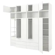 PLATSA wardrobe with 11 doors+9 drawers, white/FONNES white, 280x57x261 cm
