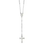 Sterling Silver Polished Crucifix Rosary 18 Inch Necklace