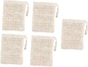 2sets Soap Pouch Soap Bar Holder Sisal Soap Bags Net Mesh Soap Body Soaps Bath Sponge Shower Scrunchie Soap Bath Soap Dish Wall Mounted Bath Soap Natural Soaps Ramie Yellow 5pcs*2