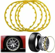 Car Rim Protector (16-21 Inches), 4-Piece Set of GM Rim Protector Nylon Scratch-Resistant Strips, Anti-Collision-Resistant Scratch-Resistant Car Modification Kit,19Inch,Yellow
