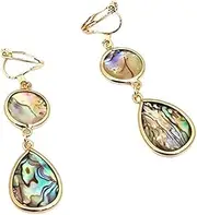 [EIYIELX] Teardrop Pendant Clip On Earrings No Pierced Shell Ear Clips for Women