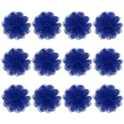 12-Pack Chiffon Flowers 2.76 x 2.76" Fabric Flowers for Craft [Dark Blue]