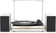 Vinyl Record Player with Dual External Stereo Speakers - Belt-Drive Turntable