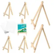 6 Mini Wood Display Easels, Wooden Easel Canvas Stand for Painting, Natural