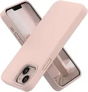 SOH iPhone 13 Mini Phone Case with Slim Shockproof Soft Anti-Scratch Microfiber Lining, Silky Touch Silicone Anti-Fingerprint Full-Body Protective Bumper Case for iPhone 13 Mini, 5.4 inch(Pink Sand)