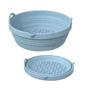 Reusable Foldable Round Air Fryer Silicone Baking Tray with Handles Liners