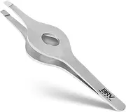 Wide Grip Slant Tweezers | Hand-Filed Slanted Tips for Ultra-Precision | Tweezers for Eyebrows & Nose/Ear/Facial Hair | Professional Tweezers for Women & Men - Silver