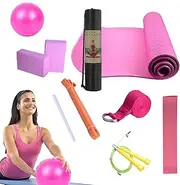Yoga Kit Set for Beginners | Yoga Mat with Carry | Fitness Equipment for Pilates, Floor Exercises, Includes Resistance Band, Band