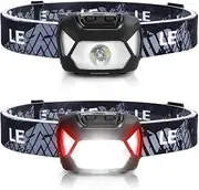 Lepro Head Torch, [2 Pack] Super Bright LED Headlamp with 6 Lighting Modes, Waterproof, Battery Powered LED Lightweight Headlight for Cycling Running Camping for Kids Adults
