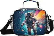Colorful Astronaut Space Insulated Lunch Box for Women Men - Ideal for Work, Picnics - Includes Adjustable Shoulder Strap