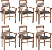 Dining Chairs 6 pcs with Anthracite Cushions Solid Teak Wood Patio Chair