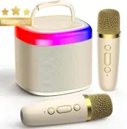 Karaoke Machine Bluetooth Speaker 2 Wireless Mics Party Lights Kids Adults Gift
