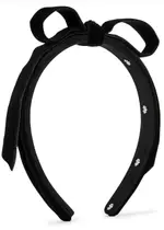 Lele Sadoughi Black Bow-embellished Velvet Headband ONE SIZE