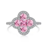ANYCO Ring 18K Rose Gold Plated Four Leaf Clover Ring For Women 925 Silver Jewelry Cz Cubic Zirconia Diamond Rings