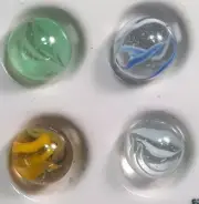 Four Vitro Agate Caged Cats Eye Vintage Marble 6 Vane Caged Hybrid Mint 5/8 "