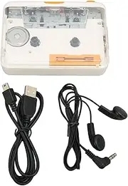 KOSDFOGE Cassette Converter, Plug and Play Portable MP3 Audio Music Tape Player ABS USB Standard with Earphone Compatible with Laptops iPod PC Personal Computers