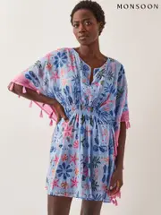 Monsoon Blue Coco Shell Print Mini Kaftan (W25031) | $104