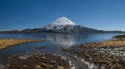 Landscape nature photography snowy peak volcano Custom Gaming Mat Desk