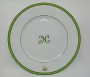 RAYNAUD TROPIC GREEN DINNER PLATE - Monogram "N"- 10 3/4" 0509D
