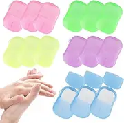 OT-NVWOZR Pack of 300 Soap Sheets, 15 Boxes Disposable Paper Soap Travel, Soap Sheets, Mini Portable Soap with Plastic Box for On The Go, Paper Soap Travel Soap for Camping Washing Outdoors