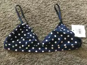 BRAND NWT!!! SASS & BIDE Navy Blue Polka Dot FAST TIMES Bikini Bra Top