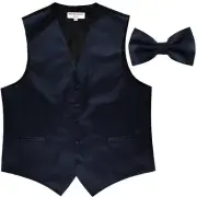 New Men's Formal Vest Tuxedo Waistcoat navy blue_Bowtie wedding prom party