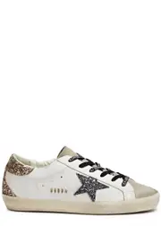 Golden Goose Super-Star Glittered Leather Sneakers - White - 40 (IT40 / UK7), Golden Goose Trainers, Ripped - 40 (IT40 / UK7) 40 (IT40 / UK7)