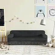 Kids Sofa Black 90x53x30 cm Velvet, Comfy Toddler Couch with Soft Plush Material, Sturdy Kid's Chair with Durable Pine Frame, Ideal for Room and Bedroom Decor, Maximum Load 50 kg