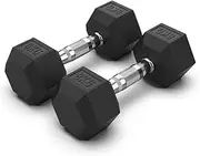 2 x 8kg Hex Rubber Coat Iron Dumbell Home Gym Strength Weight Commercial Grade
