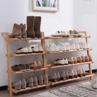 在飛比找ETMall東森購物網優惠-北歐鞋架簡易家用小窄爆款櫸木多層創意簡約實木收納門口日式鞋架