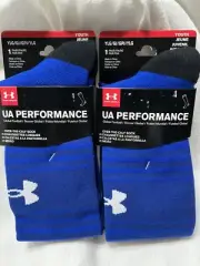 NEW UA UNDER ARMOUR Socks Over The Calf Soccer Socks 2 Pair Youth Large Blue