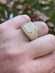 4.50Ct Round Cut Moissanite Men's Wedding Engagement Ring 14K Yellow Gold Plated