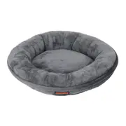 Paws & Claws 60cm Moscow Dog/Cat/Pet Plush/Velvet Small Round Bed/Non Slip Grey