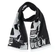 Alexander McQueen Wool Skull Large Scarf Black Grey
