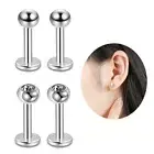 14Pcs Labret Lip Bar Ring Zirconia Gem Internal Thread Tragus Earring Piercing