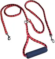 SEWOART Dual Dog Leash with Handle for Small Medium Comfortable Grip Durable Design Tangle for Walks Red Black Random Color