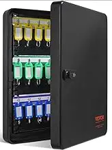 48-Key Storage Cabinet with Digital Security Lock, 37 x 28.5 x 8 cm, Steel Key Organizer with Tags
