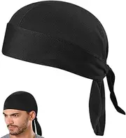 [beiqilian] Cycling Headband Bicycle Sweat-Wicking Cap Beanie Cap Cycling Headscarf Headband Quick-Dry Pirate Hat Beanie Hat for Outdoor Black