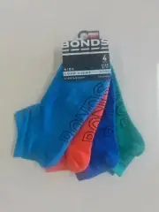 Bonds Kids 4 Pack Lightweight Trainer Socks sizes 9 12 13 3 Colour Multi