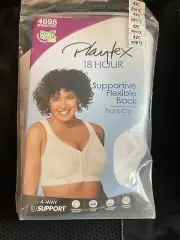 NEW Playtex 4695 18 Hour Wireless Full Coverage White Bra Front Close Size 42C