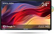 [ENGLAON] 24 Inch Full HD Smart TV with LED Google OS 12V Display and Built-in DVD Player & Chromecast & Bluetooth for Caravan Motorhome Camper or RV