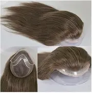 Mens Wig Hair Swiss Lace Front Men Toupee 8"x10" Mono Lace PU Hairpiece 12" Long Human Hair System Units Mens Toupee(#4 Color)
