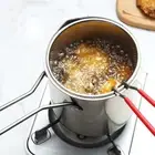 Deep Frying Pot with Strainer & Food Tongs Stainless Steel Milk Warmer Pot