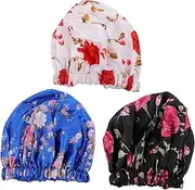 3pcs Double Layer Satin Shower Cap Shower Caps Bonnet for Sleeping Bathing Cap Sleeping Bonnet Bath Shower Cap Beanie Slap Hat Elastic Cap Waterproof Shower Cap Women Bathing Peva NOLITOY