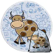 Adorable Kids Drawing of a Cow Round Beach Towel