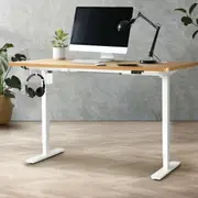 Oikiture 150CM Electric Standing Desk Single Motor Height Adjustable Sit Stand Table Top OAK