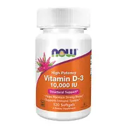 Now Foods Vitamin D3,10,000 IU ,120 Softgels (Pack of 3)