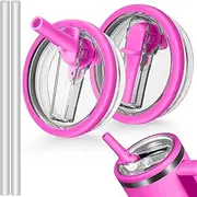 2 Pack Flip Straw Lid for Stanley Quencher 30 oz | Leakproof Replacement + Spillproof Seal ProTec (Rose)