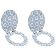 NNEVL WC Toilet Seats 2 pcs with Soft Close Lids MDF Porcelain Design